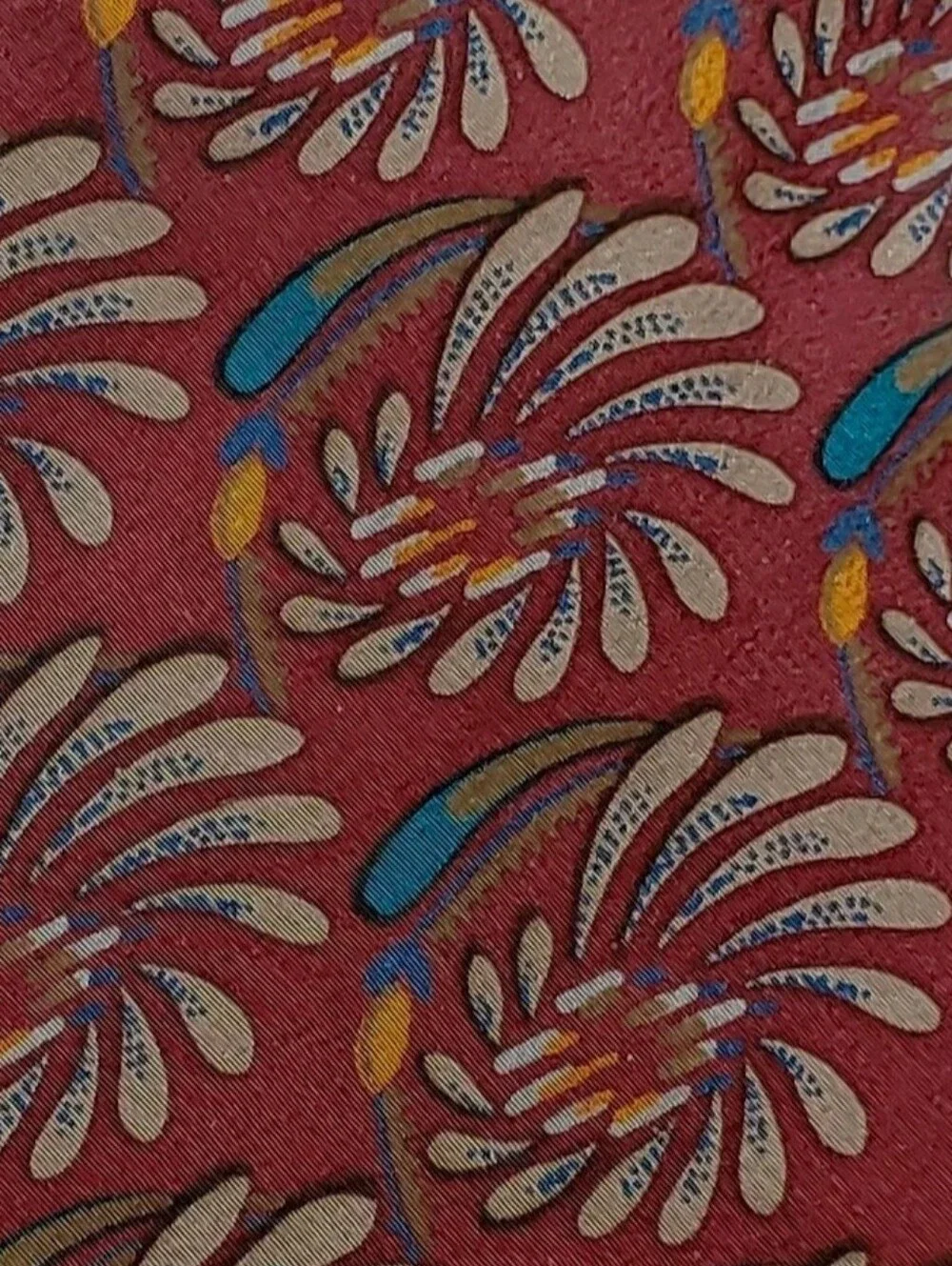 Christian Dior Monsieur Silk Neck Tie Burgundy Floral Star Bursts Vtg USA 4